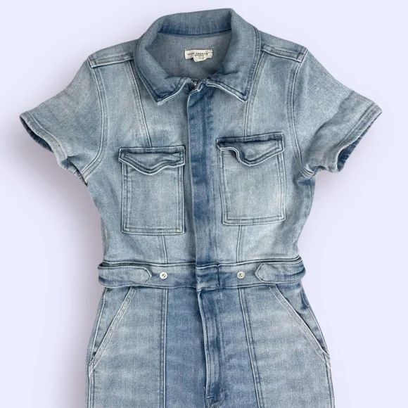 COPY - Good American Light Blue Denim Jumpsuit Flare Wide Leg Size Small - Picture 2 of 13